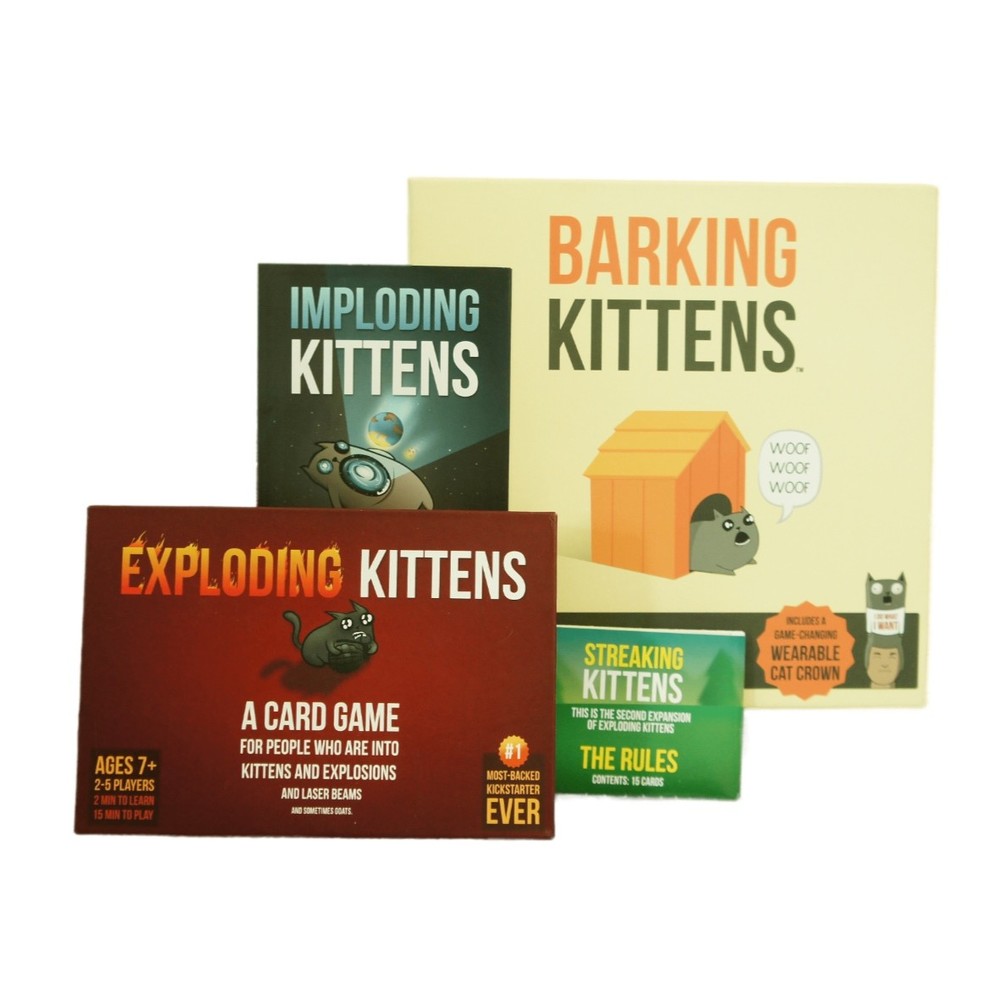 Exploding Kittens Game Set Of 4 Base Game With Imploding Barking And Streaking